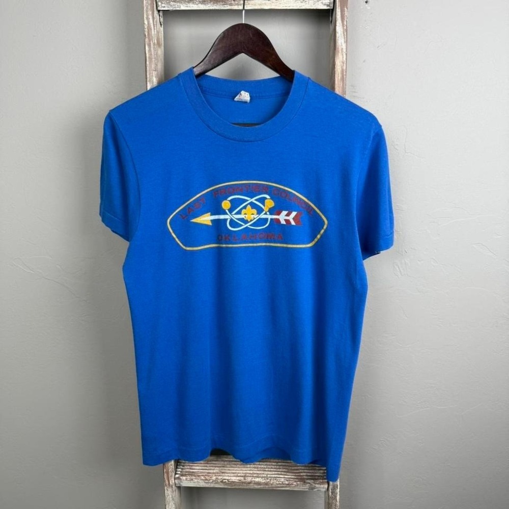 Vintage 80s USA Screen Stars Boyscout Oklahoma Single Stitch‎ T Shirt Med